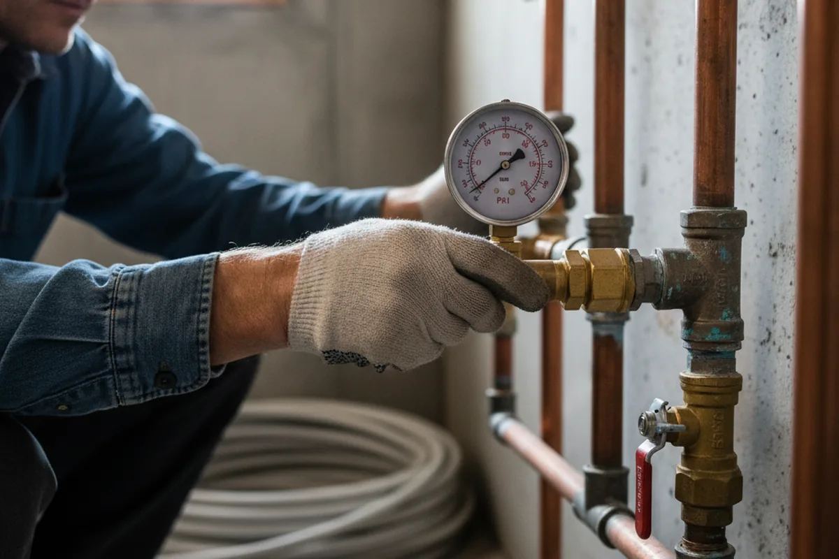 Pressure testing a repaired line during Water Line Repair in Sandy Spring